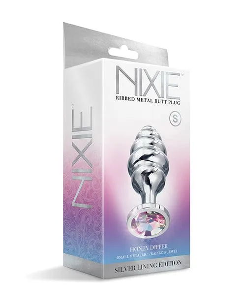 Nixie Anal Nixie Honey Dipper Ribbed Metal Rainbow Jeweled Butt Plug Nixie Anal Nixie Honey Dipper Ribbed Metal Rainbow Jeweled Butt Plug